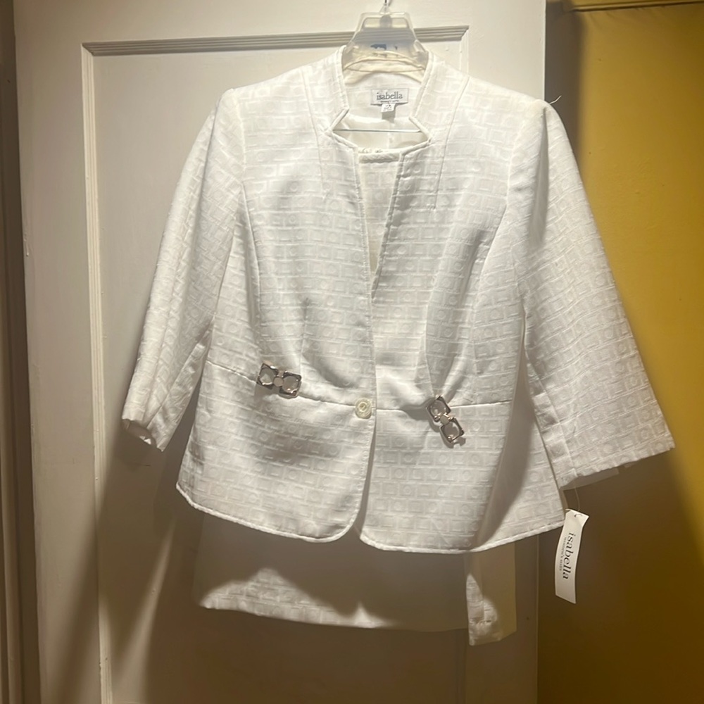 Skirt suit, Brand: Isabella, size: 14W, white, with tags new